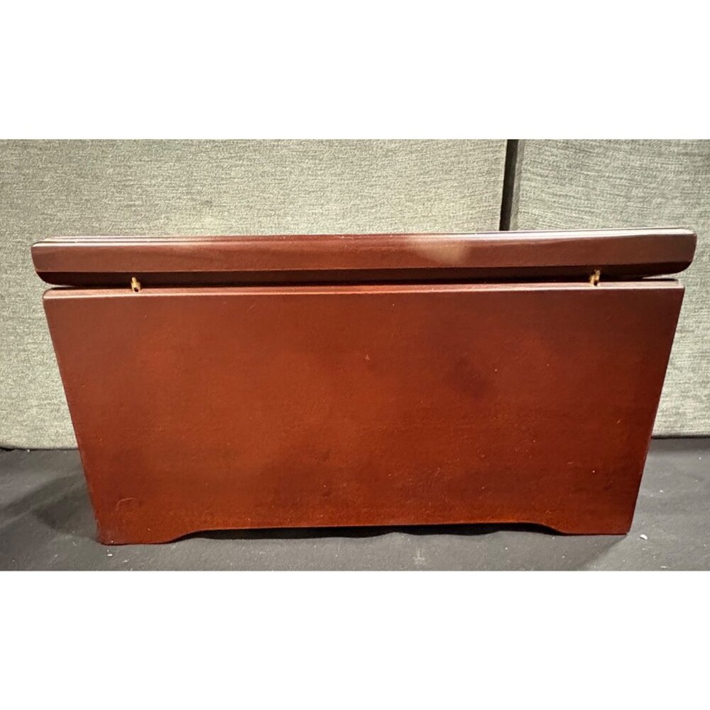 Photo Storage Chest Walnut Finish Dual Openings Decorative Organizer Holds 100 - Picture 6 of 14